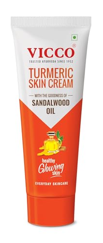 Vicco Turmeric Skin Cream with Goodness of Sandalwood Oil | For Healthy Glowing Skin | 100% Natural Skin Cream for all Skin Types [15gm Each | Pack of 1]
