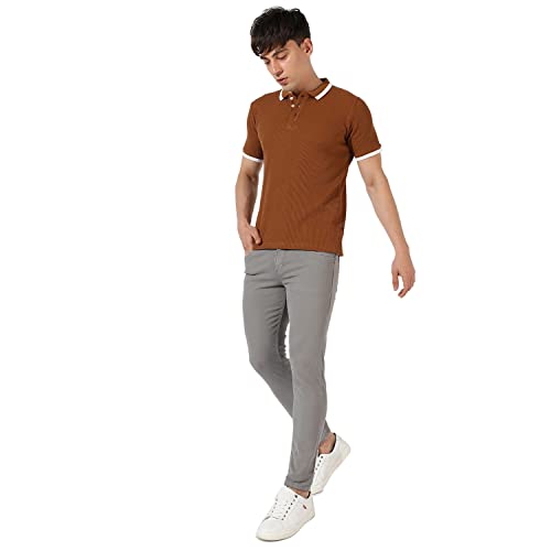 Image of CAHOOT Men's Spread Collar Regular Fit Casual T-Shirt for Casual Wear | T-Shirt Crafted with Regular Sleeves, Comfort Fit and High-Performance for Everyday Wear