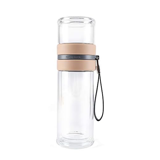 Double Glass Tea Tumbler - Double Wall Glass Water Bottle(Light Coffee-Small)