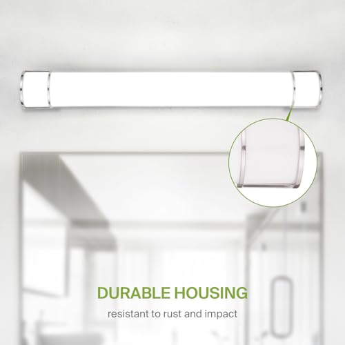 Image of ASD LED 48 inch Vanity Flush Mount Light Fixture, Linear Bathroom Lighting Bar | 3CCT, Dimmable, Energy Star, ETL Listed | 35W 3200LM 3000-5000K 120V | Long Tube Bath Wall Sconce Over Mirror | Nickel