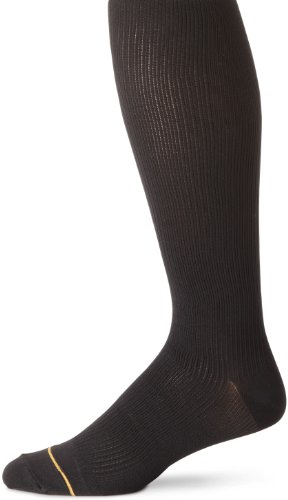 Gold Toe Men's Basic Ribbed-Knit Compression Sock, Black, X-Large