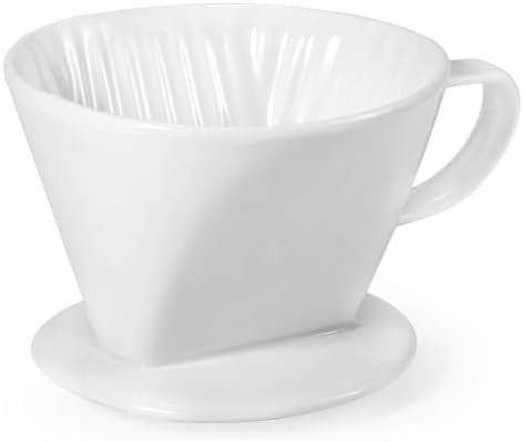 Noarixa Pour Over Coffee Dripper, Ceramic Pour Over Coffee Maker with 3 Holes Flat Bottom, Easy Manual Brew Maker, Porcelain Slow Filter Cone for Travel, Camping, Office, Home, WH