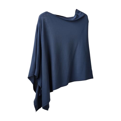 Image of Hadley Wren Women's Classic Colorblock Everyday Cotton Poncho, Black Solid Solid