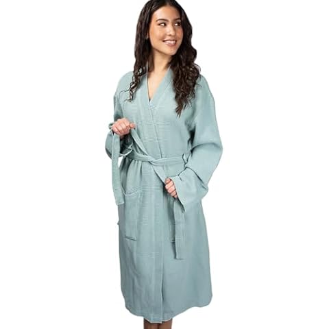 Cariloha Waffle Knit Bath Robe | Tahitian Breeze | Unisex, Large/X-Large | Super Soft & Comfortable Cover
