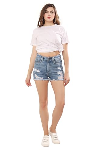Image of THIRD QUADRANT Denim Shorts for Women || Shorts for Women || Women Shorts
