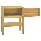 Armadietto da bagno, 60 x 40 x 75 cm, in legno massiccio di teak, con anta e scomparto aperto, mobile portaoggetti per bagno, robusto legno naturale, design elegante, ideale come comò e scaffale con