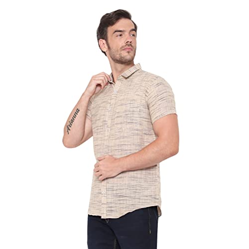 Image of LATEST CHIKAN Men's Cotton Blend Textured Half Sleeves Shirt