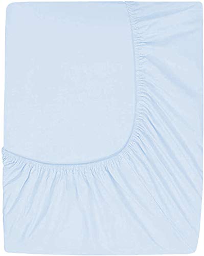 Image of Sweet Dream's 750 Collection Egyptian Cotton Fitted Bedsheet 4 to 12 Inch Matress 15 inch Drop Twin Size Bed (39x75) + 1 Pillow Covers (18x28), Sky Blue