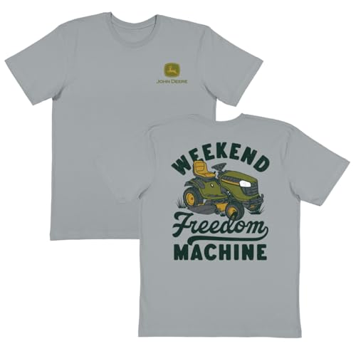 John Deere Funny Slogan Graphic Tee Shirt (US Alpha Large Regular Regular Titanium)