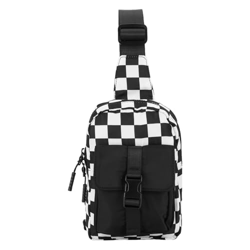 Small Checkered Crossbody Sling Bag for Women & Men, Waterproof Fanny Pack, Cross Body Backpack, Chest Bag, Portbale Crossbody Bag for Outdoor Sports and Cycling