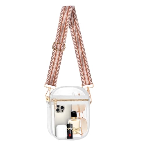 Image of Fibrdoo Clear Crossbody Purse Bag, Clear Bag Stadium Approved with Front Pocket for Concerts Sports Festivals