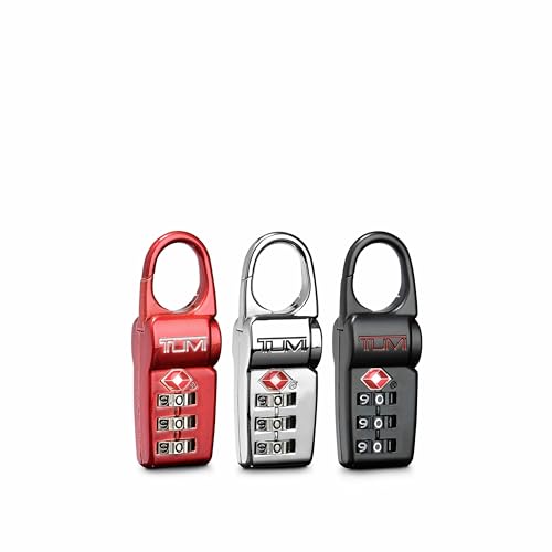 TUMI - TSA Lock Box - Combination Lock for Luggage & Backpack - TSA-Approved Locks - Travel Security Accessories - Set of 3 - Black/Silver/Red, Black, One Size, TSA Lock Box Set of 3