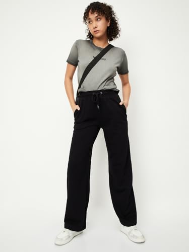 Image of Max Women Loose Mid Rise Solid Athleisure Track Pants