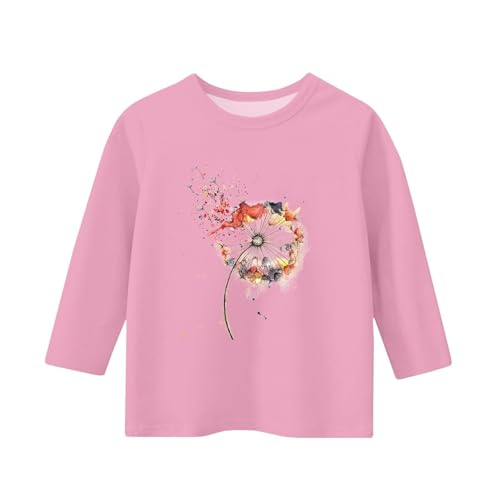 Teen Girls Floral 3/4 Length Sleeve Top Summer Crewneck Casual Athletic Blouse for Kids Soft Comfy (Pink #6, 4-5 Years)2