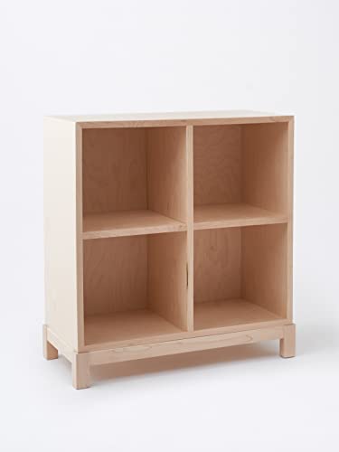 Milton & Goose Cubby Bookshelf, Playroom Storage, Office Shelf, Nightstand, 4 Cubby, Solid Wood, Baltic Birch, North American Maple, No-Tools Required, Minimal Assembly, Non-Toxic, Natural #TOP8