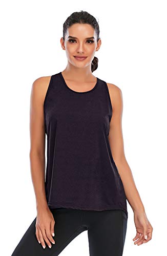 Womens Workout Tops Women Tank Tops Womens Tops Fashion Sport Tops Basic Yoga Tops Knot Active Casual Dark Purple - Thumbnail 6