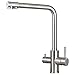 Grifo Osmosis 3 vias, Grifos Cocina Fregadero Osmosis Giratorio 360°, Grifo de Fregadero Cocina Monomando Agua Frío y Calor Disponibles, Acero IInoxidable