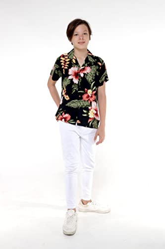 Image of Family Matching Hawaiian Clothes, Black Rafelsia | Lightweight 100% rayon • Family matching outfits • Beach vacations • Luaus • Cruises • Family photos