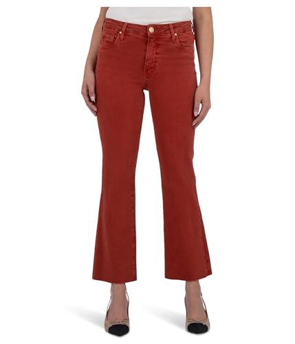KUT from the Kloth Women's Kelsey High-Rise Ankle Flare with Raw Hem in Paprika