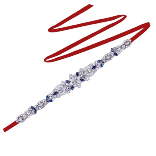 Blue Rhinestone Bridal Belt, Hand-Beaded, Perfect For Wedding Evening Gowns And Banquets.