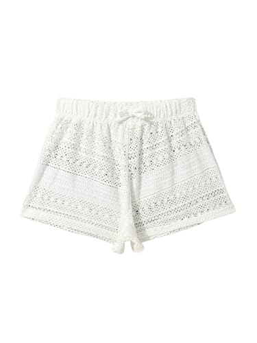 Milumia Girl's Crochet Sheer Coverup Hollow Eyelet Shorts Swim Cover Up Beachwear