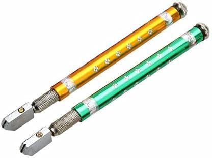 Glamaxy GLAMAXY Pencil Glass cutter Anti-Slip Professional Glass Cutting Tool - 5mm-15 mm Metal Handle Pencil Style Glass Cutter Tool/Oil Glass Cutting Tools (Multicolors) Glass Cutter (PACK of 2)