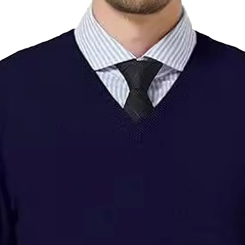 JEShifangjiusu Men's V-Neck Long Sleeve Pullover Casual Ribbing Edge Slim Fit Sweater Lightweight Breathable Sweater2