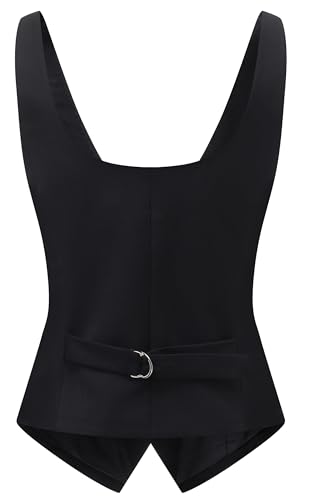 Foucome Womens Double Breasted V-Neck Waistcoat Vest