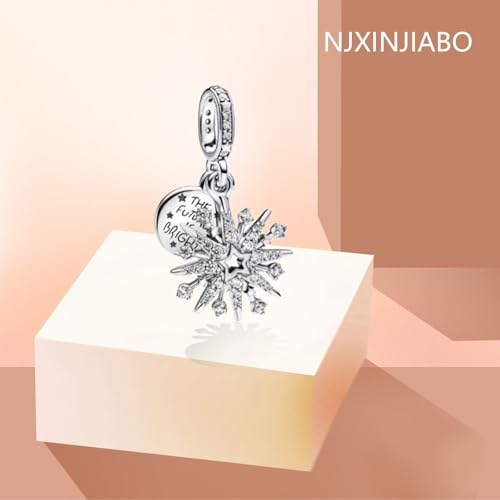 Image of 925 Sterling Silver Charms for Snowflake Winter Dangle Charms, Women's Jewelry Gift for Christmas Birthday Anniversary