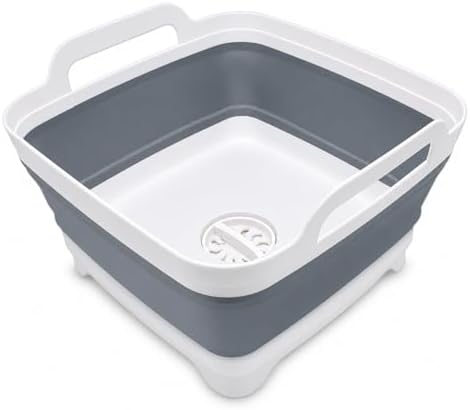 Goderewild gray 9L collapsible dish basin with drain plug