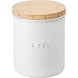 山崎実業(Yamazaki) 保存容器 陶器キャニスター トスカ ソルト ホワイト 3427