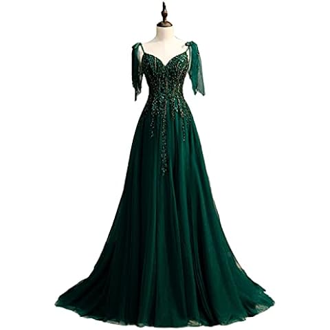 yhfshop Long Evening Dresses,2022 new sexy sling beaded wedding dress,Jade green,US8,Prom Ball Gown Bridesmaids Dresses Cover