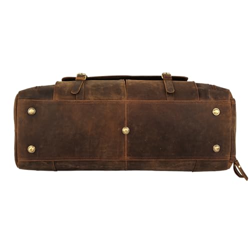 Leather Duffel Bag 28 inch Large Travel Bag Gym Sports Overnight Weekender Bag by Komal's Passion Leather (Distressed Tan Shoe Pocket)4