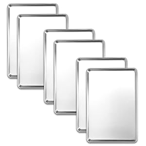 6 Pack Full Size Baking Sheet Pan, Aluminum Commercial Cookie Sheet Pan, Durable & Anti-Stick 26”x 18”