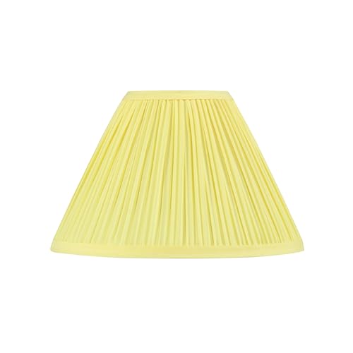Image of Aspen Creative 56505, Hardback Empire Transitional UNO Lamp Shade, Mushroom Pleated Canary Yellow Faux Silk Fabric, 4 inch Top x 10 inch Bottom x 7 inch Slant Height, Slip 33mm