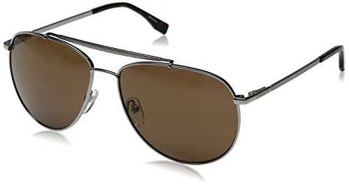 Lacoste Men's L177S Aviator Sunglasses, Gunmetal/Brown, 59 mm