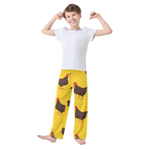 ZZXXB Roosters Pattern Boys Long Pants Soft Trousers Elastic Waist Kids Lounge Bottoms with Pockets S-XL3