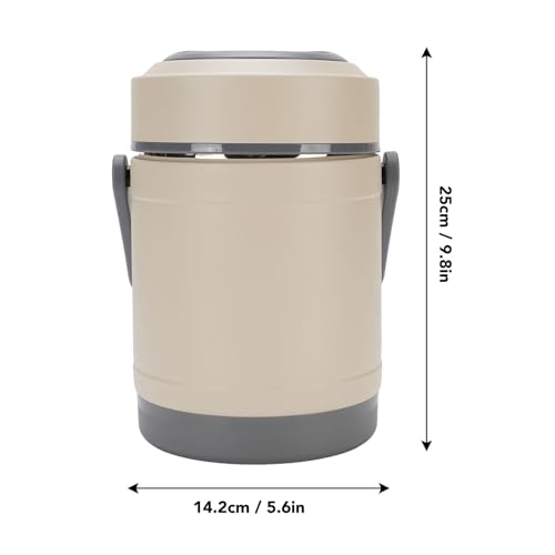 Stainless Steel Portable Thermal Cooker Pot Non Leakage Heat Preservation Pot for Business People and Travelers 2L (Orange) (Beige) - Image 2