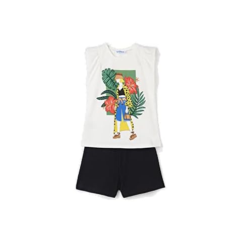 Conjunto Short Niña – Camiseta Sin Mangas – Conjunto Verano Niña - Sport – Camiseta blanca y Pantalon corto para niña - Ropa de Regalo Cover