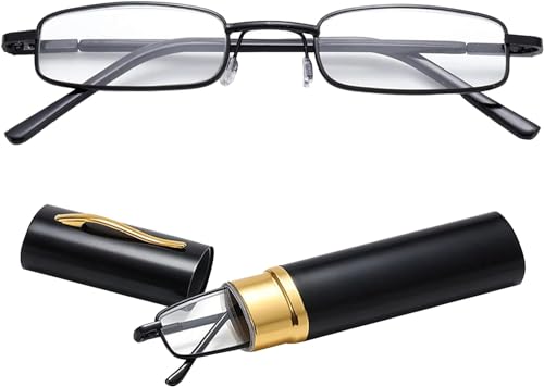 Gafas de lectura portatiles,gafas de lectura graduadas,vista cansada presbicia hombres y mujeres,lector de bolsillo,Lesebrille,Lesebrille Herren,Lesebrille Damen,verstellbare (Negro, 1.5, x)