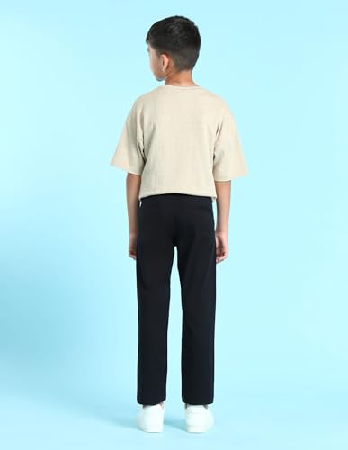 Image of U.S. Polo ASSN. Kids Trousers for Boys - Cotton Stretch Fabric, Mid-Rise Waist, Twill Weave Casual Trousers for Boys