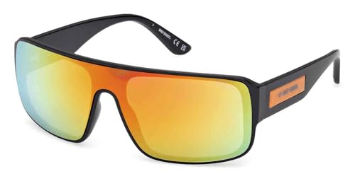 Harley-Davidson Men's Fashion Shield Sunglasses, Black Frame/Orange Revo Lens