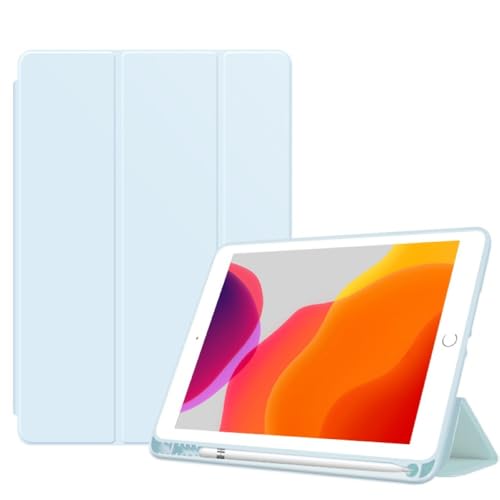 Étui iPad mini 7 (2024) A17 Pro bleu clair à rabat en cuir et coque rigide