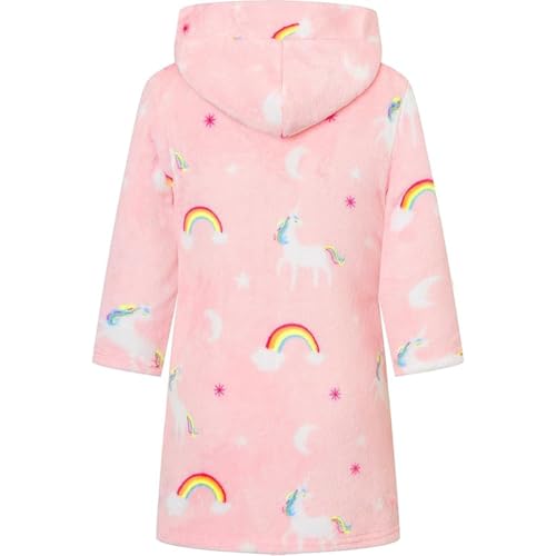 Image of Kids Bathrobe Hooded Plush Fleece Robe for Girls Boys