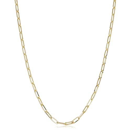 10k Yellow Gold 2.5 mm Paperclip Link Chain Necklace for Women (16, 18, 20, 24, 30 or 36 inch)