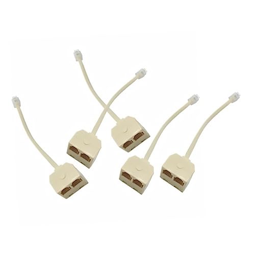 BRIGHTFUFU 5pcs Splitter Adapter Male to Female Telephone Converter for Dual Phone Connections Pin Design for Home Office Use