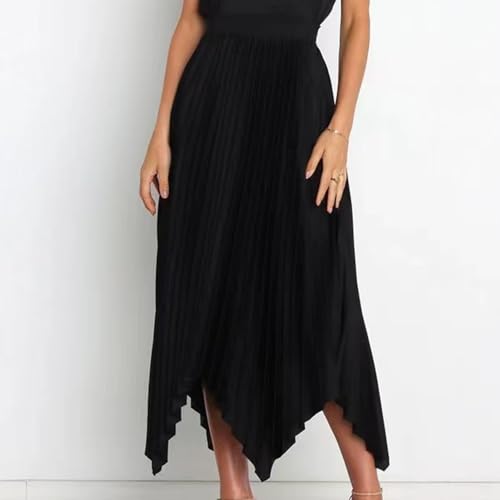 Pleated Skirts Women High Waisted Flowy Skirts Dressy Casual Skirts High Low Summer Skirt Asymmetrical Midi Skirts4