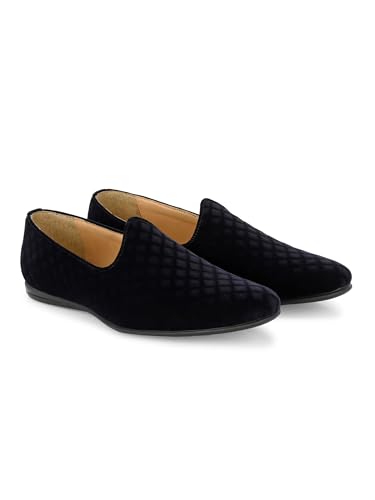 San Frissco Mens Ethnic Textured Velvet Jutis and Mojaris for Outdoor/Occasions/Wedding/Party/Festive/Evening/Shoes with Comfort Insole with TPR Sole 6 UK Navy (B0D47G9PDZ) Amazon Price History, Amazon Price Tracker