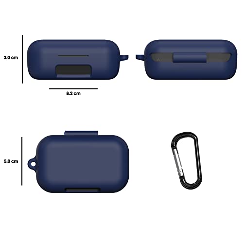 Sounce Boult Audio AirBass PowerBuds, Soft Silicone Skin Case Cover Shock-Absorbing Protective Case with Keychain Compatible with Boult Audio AirBass PowerBuds [Front LED Visible] -(Blue)