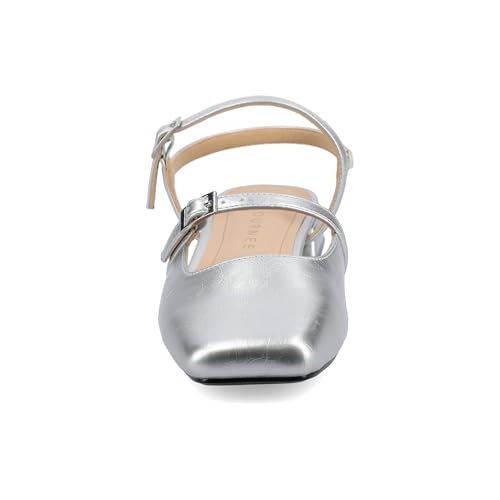 Journee Collection Women's Gretchenn Buckle-Strap Heeled Mary Jane Flats, Silver, 10 Wide2